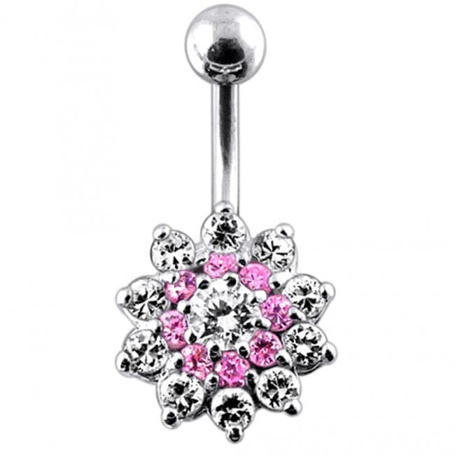 Multi Stones Flower Navel Body Jewelry Ring - Monster Piercing