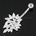 Multi Jeweled Floral Sterling Silver Navel Belly button Piercing - Monster Piercing