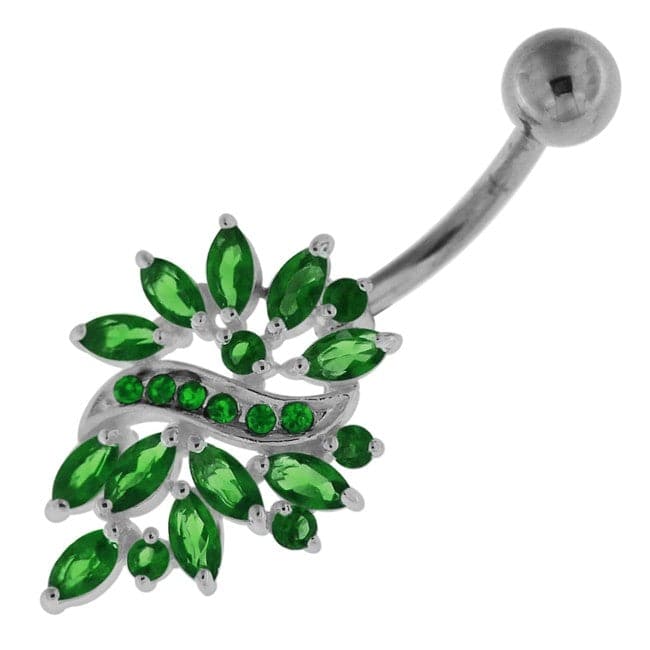 Multi Jeweled Floral Sterling Silver Navel Belly button Piercing - Monster Piercing