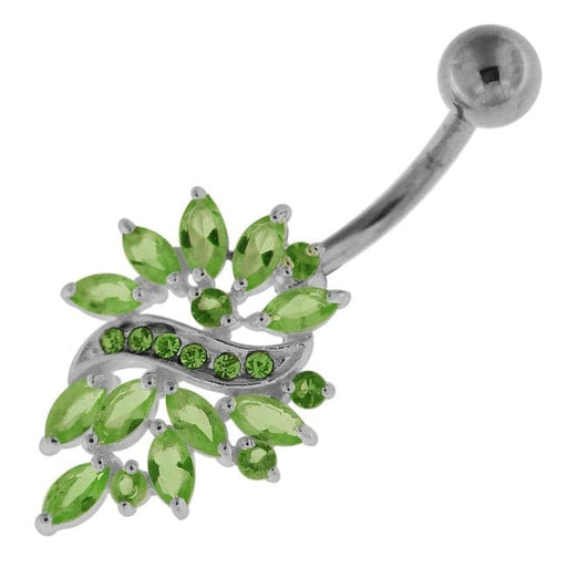 Multi Jeweled Floral Sterling Silver Navel Belly button Piercing - Monster Piercing