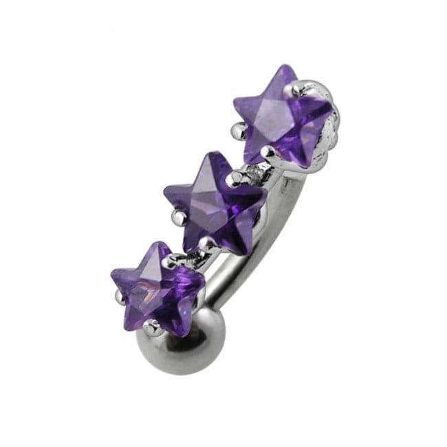 Jeweled Triple Star Belly Ring - Monster Piercing