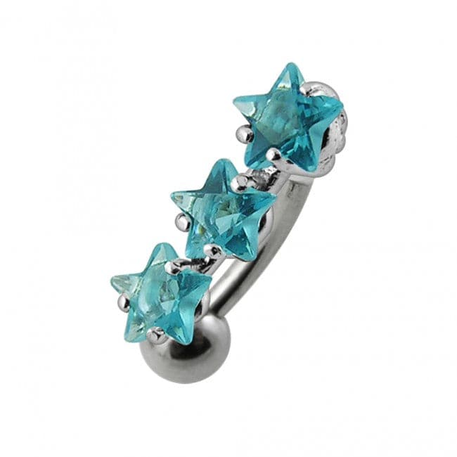 Jeweled Triple Star Belly Ring - Monster Piercing