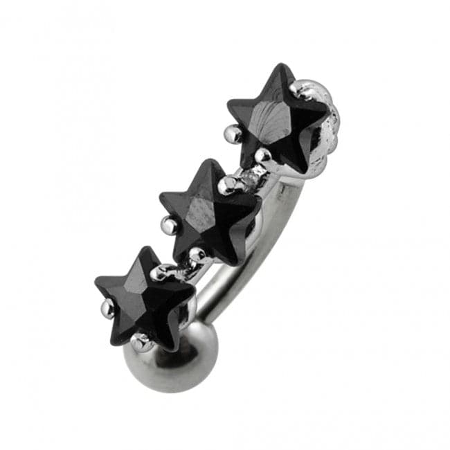 Jeweled Triple Star Belly Ring - Monster Piercing