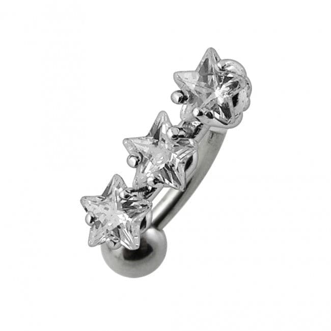 Jeweled Triple Star Belly Ring - Monster Piercing