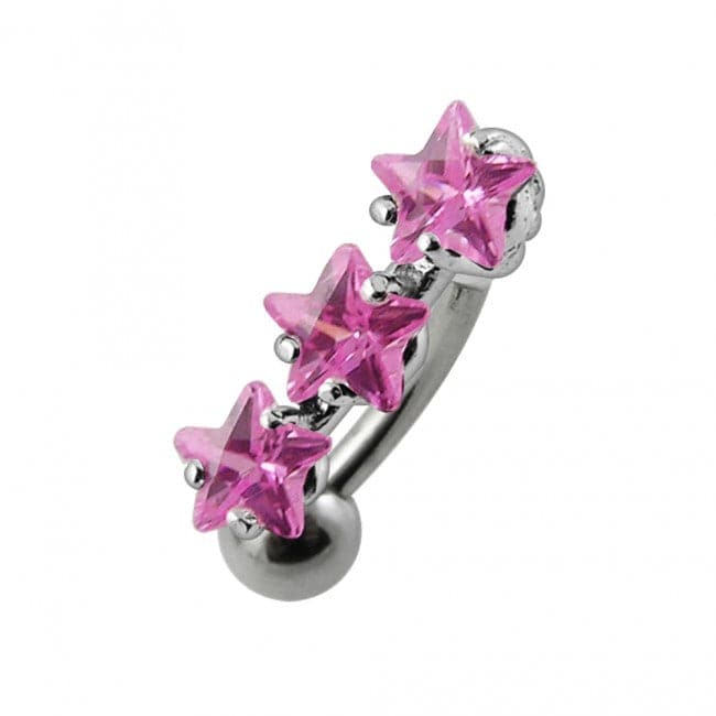 Jeweled Triple Star Belly Ring - Monster Piercing