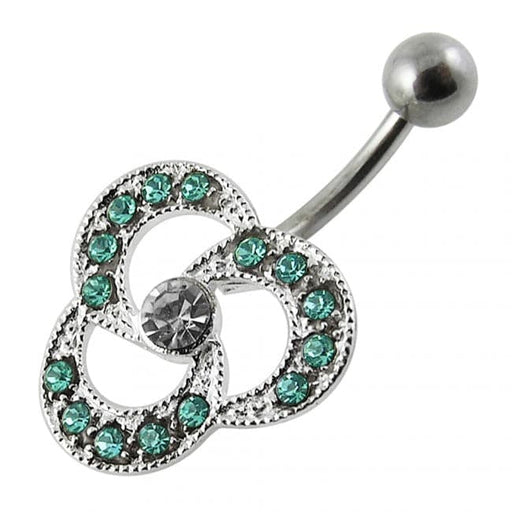 Stainless Steel Body Piercing Fancy Jeweled Belly Navel Ring Assorted Colors - Monster Piercing