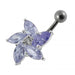 Jeweled Silver Flower With SS Curved Bar - Monster Piercing