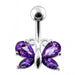 Jeweled Butterfly Non dangling Belly Ring - Monster Piercing