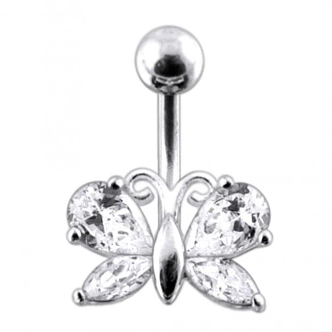 Jeweled Butterfly Non dangling Belly Ring - Monster Piercing