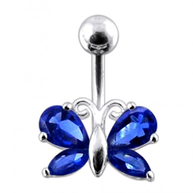 Jeweled Butterfly Non dangling Belly Ring - Monster Piercing