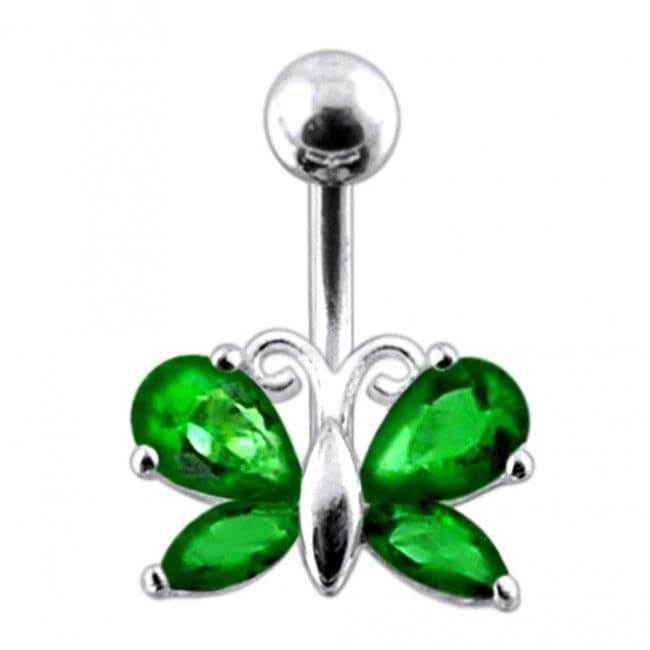 Jeweled Butterfly Non dangling Belly Ring - Monster Piercing