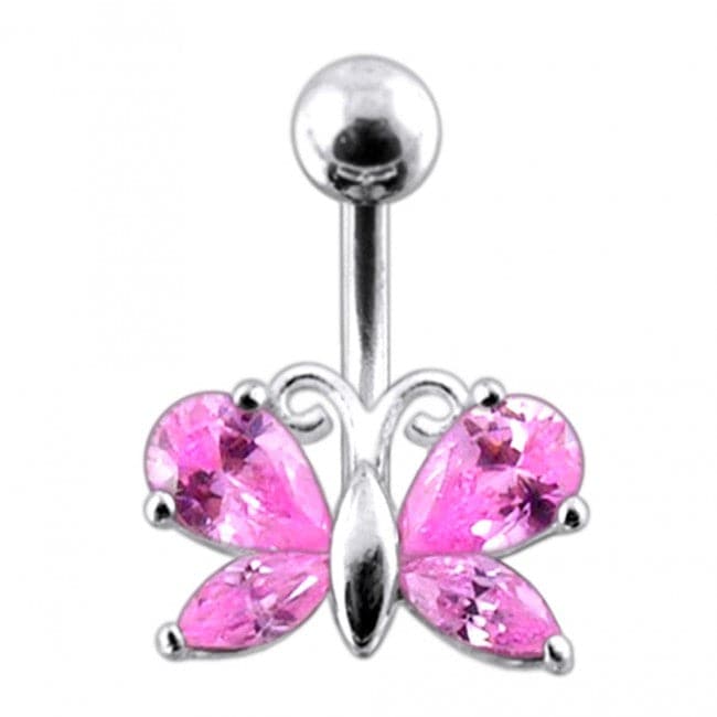 Jeweled Butterfly Non dangling Belly Ring - Monster Piercing