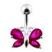 Jeweled Butterfly Non dangling Belly Ring - Monster Piercing