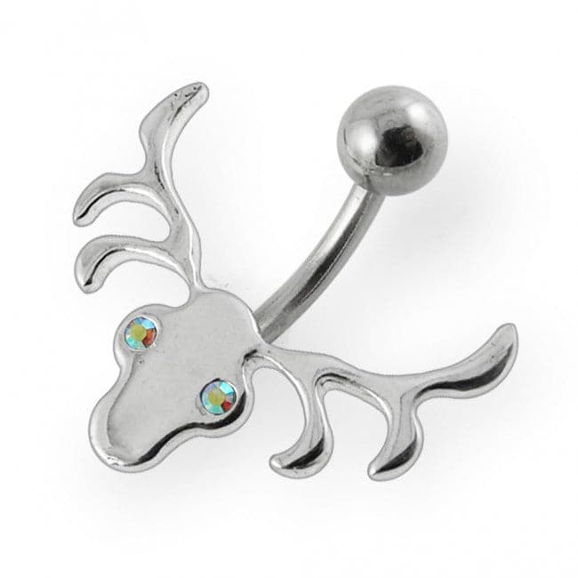 Jeweled Eye Ox Head Non-Moving Belly Ring - Monster Piercing