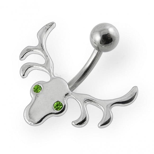 Jeweled Eye Ox Head Non-Moving Belly Ring - Monster Piercing