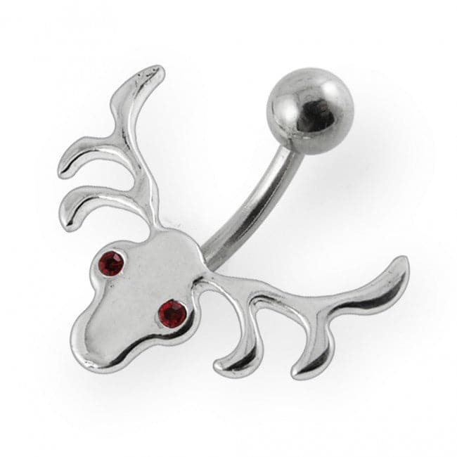 Jeweled Eye Ox Head Non-Moving Belly Ring - Monster Piercing