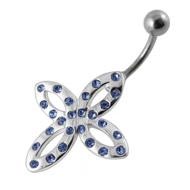 Jeweled Celtic Cross Non-Moving Belly Ring - Monster Piercing