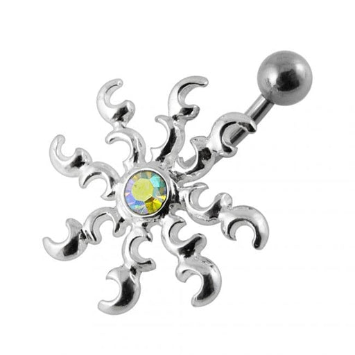 Jeweled Tribal Sun Non-Moving Belly Ring - Monster Piercing