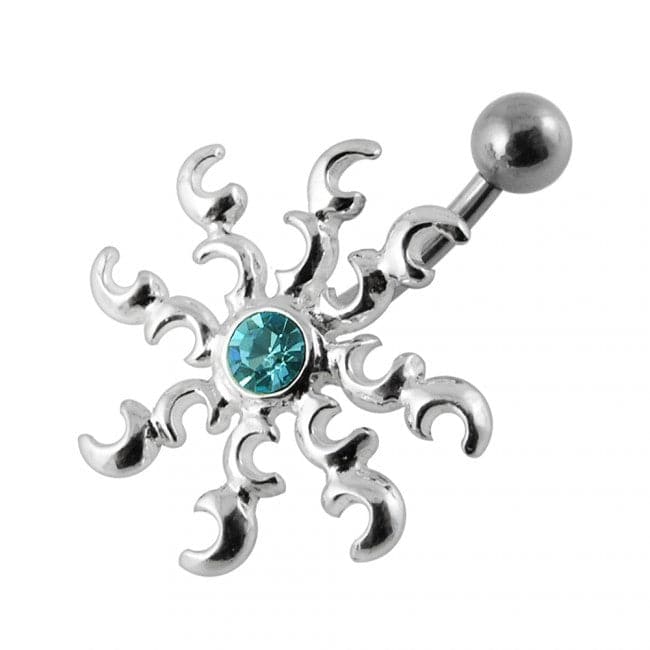 Jeweled Tribal Sun Non-Moving Belly Ring - Monster Piercing