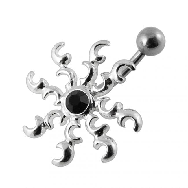 Jeweled Tribal Sun Non-Moving Belly Ring - Monster Piercing