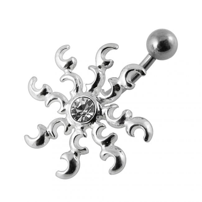 Jeweled Tribal Sun Non-Moving Belly Ring - Monster Piercing