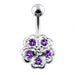 Jeweled Hibiscus Flower Non-Moving Belly Ring - Monster Piercing