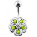 Jeweled Hibiscus Flower Non-Moving Belly Ring - Monster Piercing