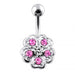 Jeweled Hibiscus Flower Non-Moving Belly Ring - Monster Piercing