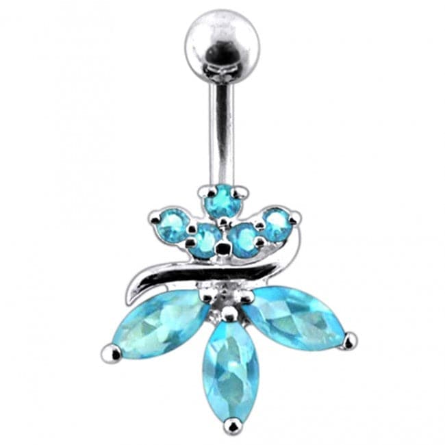 Jeweled Orchid Flower Belly Ring - Monster Piercing