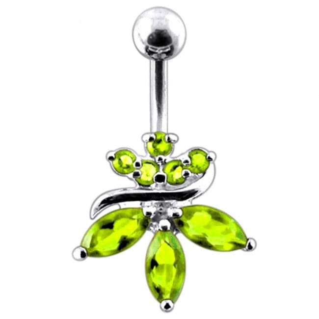 Jeweled Orchid Flower Belly Ring - Monster Piercing