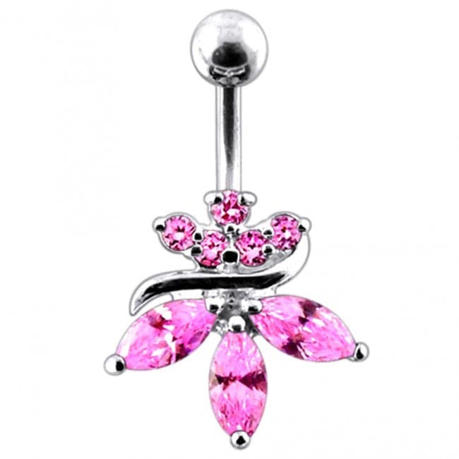 Jeweled Orchid Flower Belly Ring - Monster Piercing