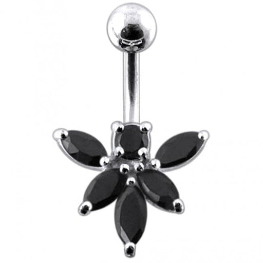 Jeweled Orchid Flower Non-Moving Belly Ring - Monster Piercing