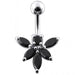 Jeweled Orchid Flower Non-Moving Belly Ring - Monster Piercing