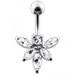 Jeweled Orchid Flower Non-Moving Belly Ring - Monster Piercing