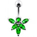 Jeweled Orchid Flower Non-Moving Belly Ring - Monster Piercing