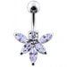 Jeweled Orchid Flower Non-Moving Belly Ring - Monster Piercing