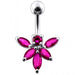 Jeweled Orchid Flower Non-Moving Belly Ring - Monster Piercing