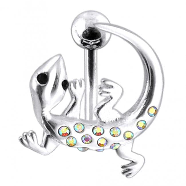 Jeweled Gecko Around Non-Moving Belly Ring - Monster Piercing