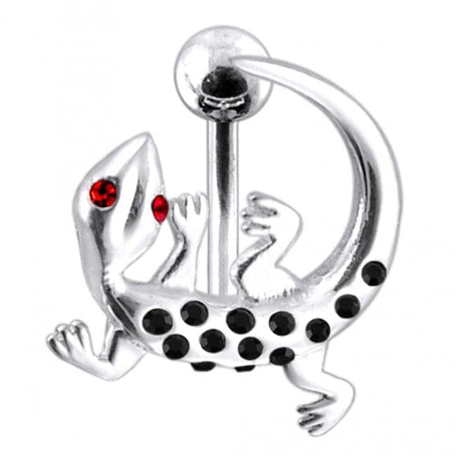 Jeweled Gecko Around Non-Moving Belly Ring - Monster Piercing