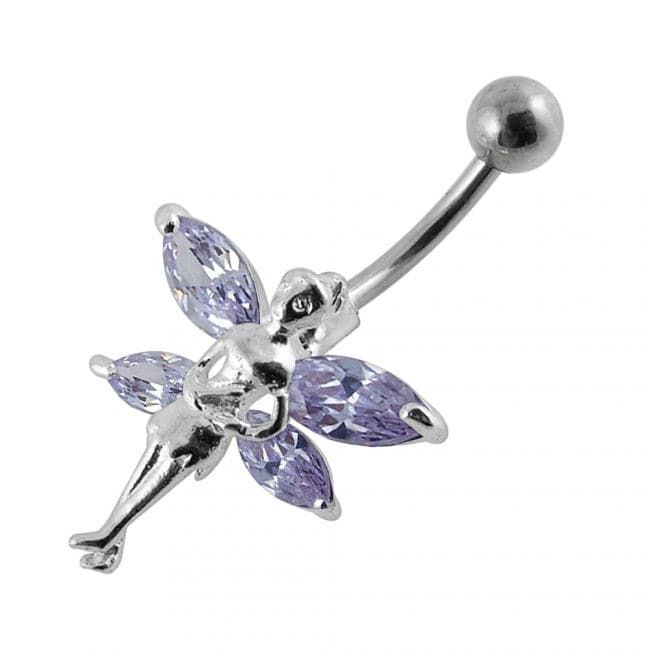 Double Winged Angel Non-Moving Belly Ring - Monster Piercing