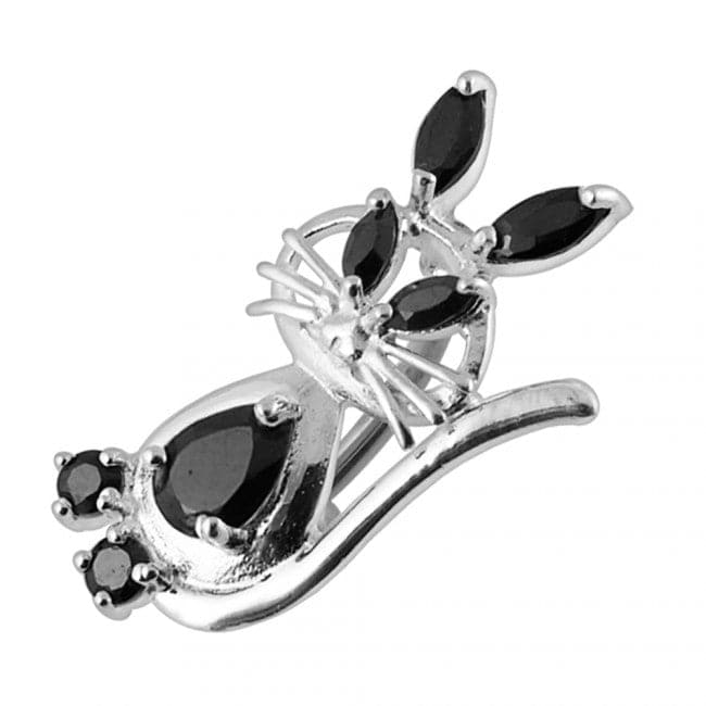 Halloween Jeweled Cat Non-Moving Belly Ring - Monster Piercing