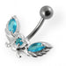 Jeweled wings with Heart Non-Moving Belly Ring - Monster Piercing