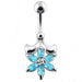 Jeweled Flower Non-Moving Belly Ring - Monster Piercing