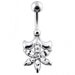 Jeweled Flower Non-Moving Belly Ring - Monster Piercing