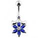 Jeweled Flower Non-Moving Belly Ring - Monster Piercing