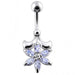 Jeweled Flower Non-Moving Belly Ring - Monster Piercing