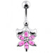 Jeweled Flower Non-Moving Belly Ring - Monster Piercing