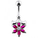 Jeweled Flower Non-Moving Belly Ring - Monster Piercing