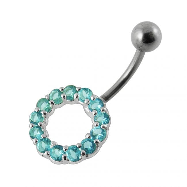 Jeweled Circle Non-Moving Belly Ring - Monster Piercing