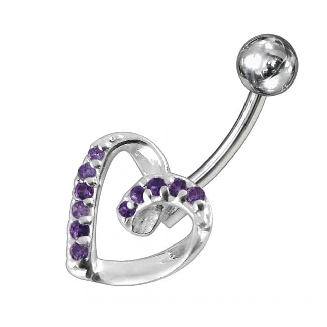 Jeweled Twisted Heart Non-Moving Belly Ring - Monster Piercing